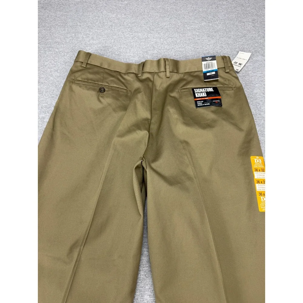 Dockers‎ Mens Signature Khaki D3 Classic Fit Pleated Pants 36x32 Tan MSRP $58